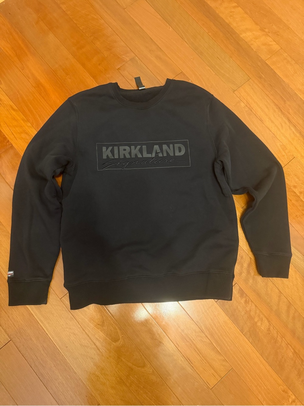 Kirkland Signature Black Crewneck Sweatshirt with Tonal Logo